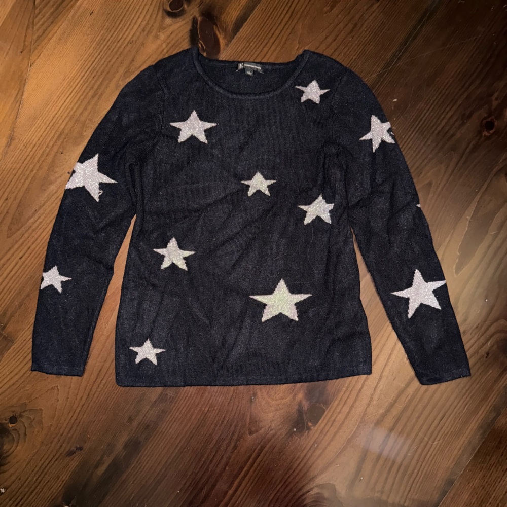 INC International Concepts Black Star Sweater large